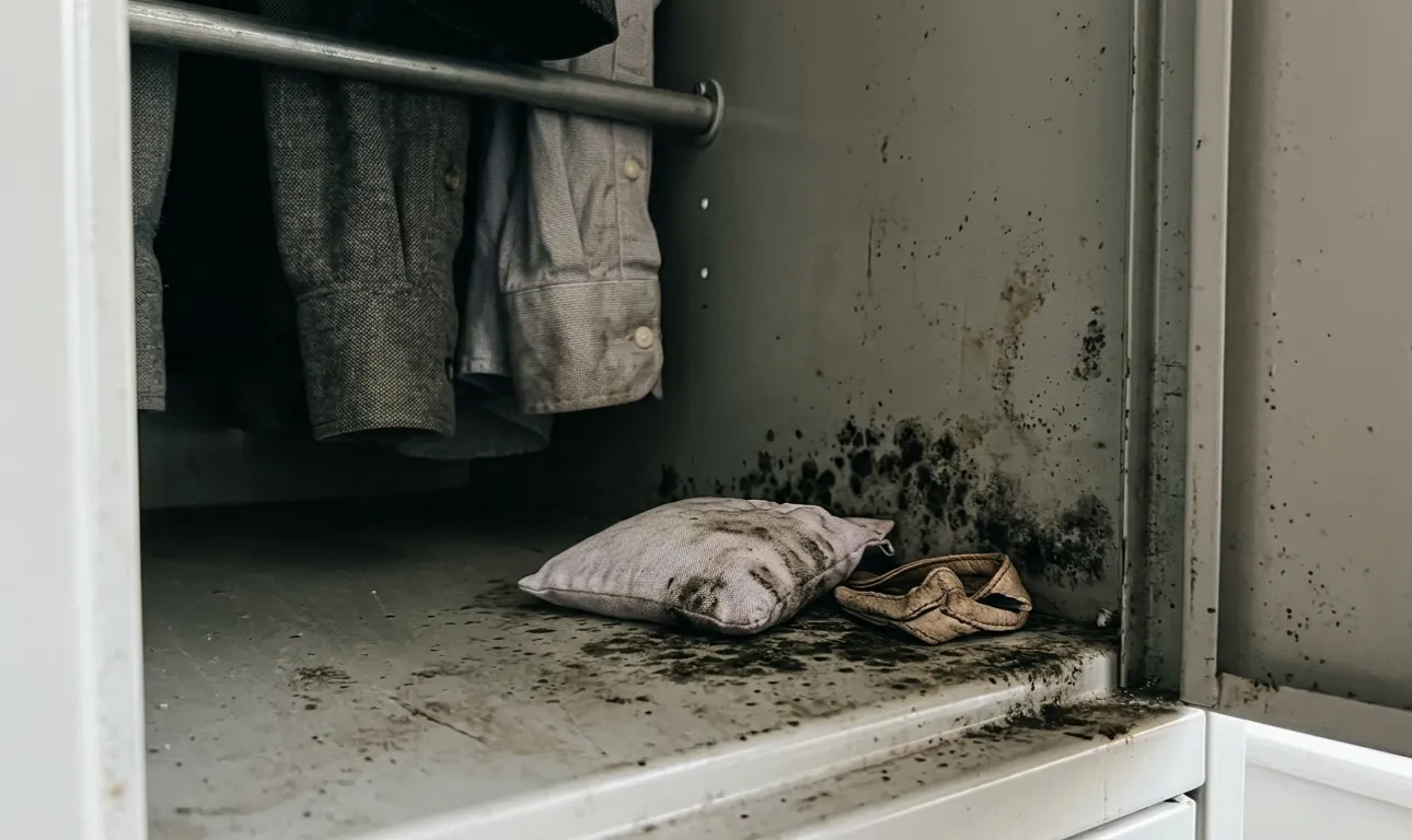 Η μυρωδιά της υγρασίας σε μια ντουλάπα γραφείου θα αποκαλύψει μια κρυφή απειλή για την γκαρνταρόμπα σας.