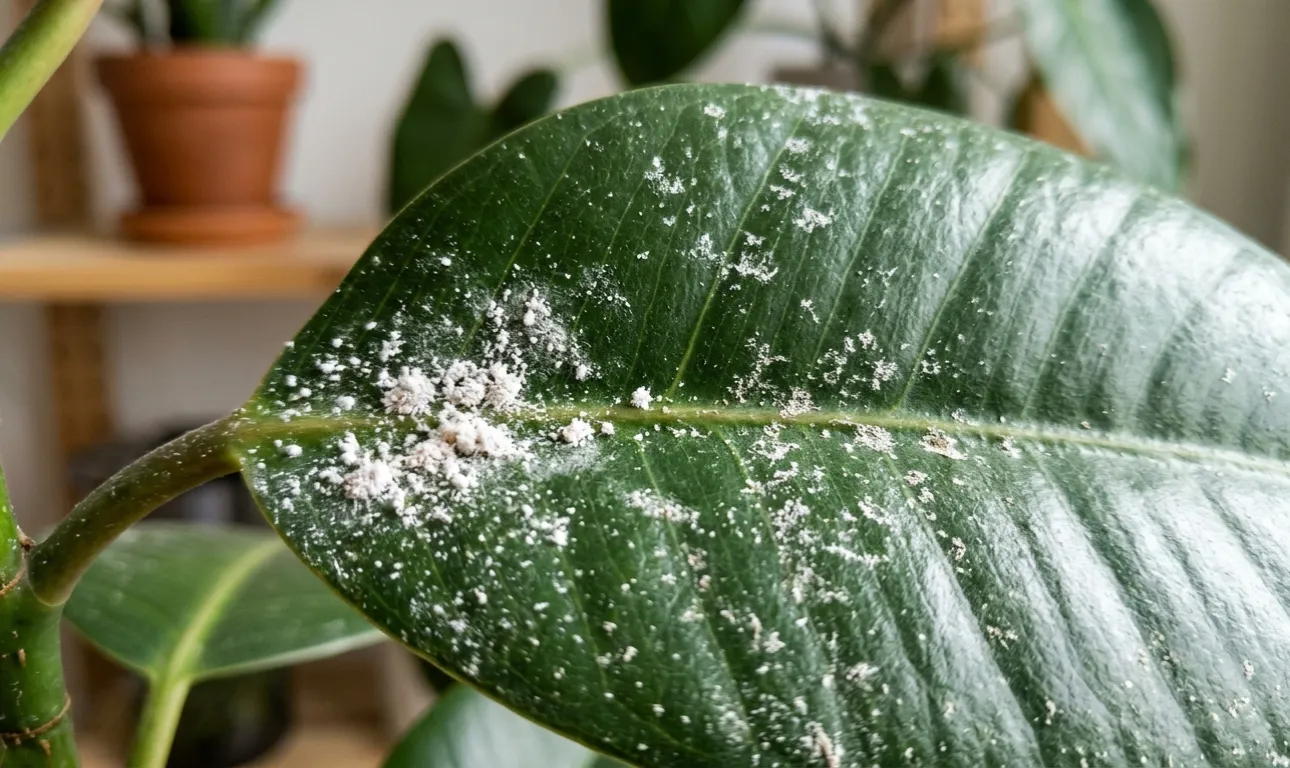 Η λευκή επικάλυψη στα φύλλα ficus υποδηλώνει κρυμμένα λάθη στη φροντίδα ή την εμφάνιση παρασίτων